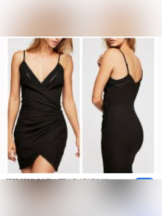 Free People Dresses & Skirts - Free People Black Wrap-Front Spaghetti Strap Mini Dress